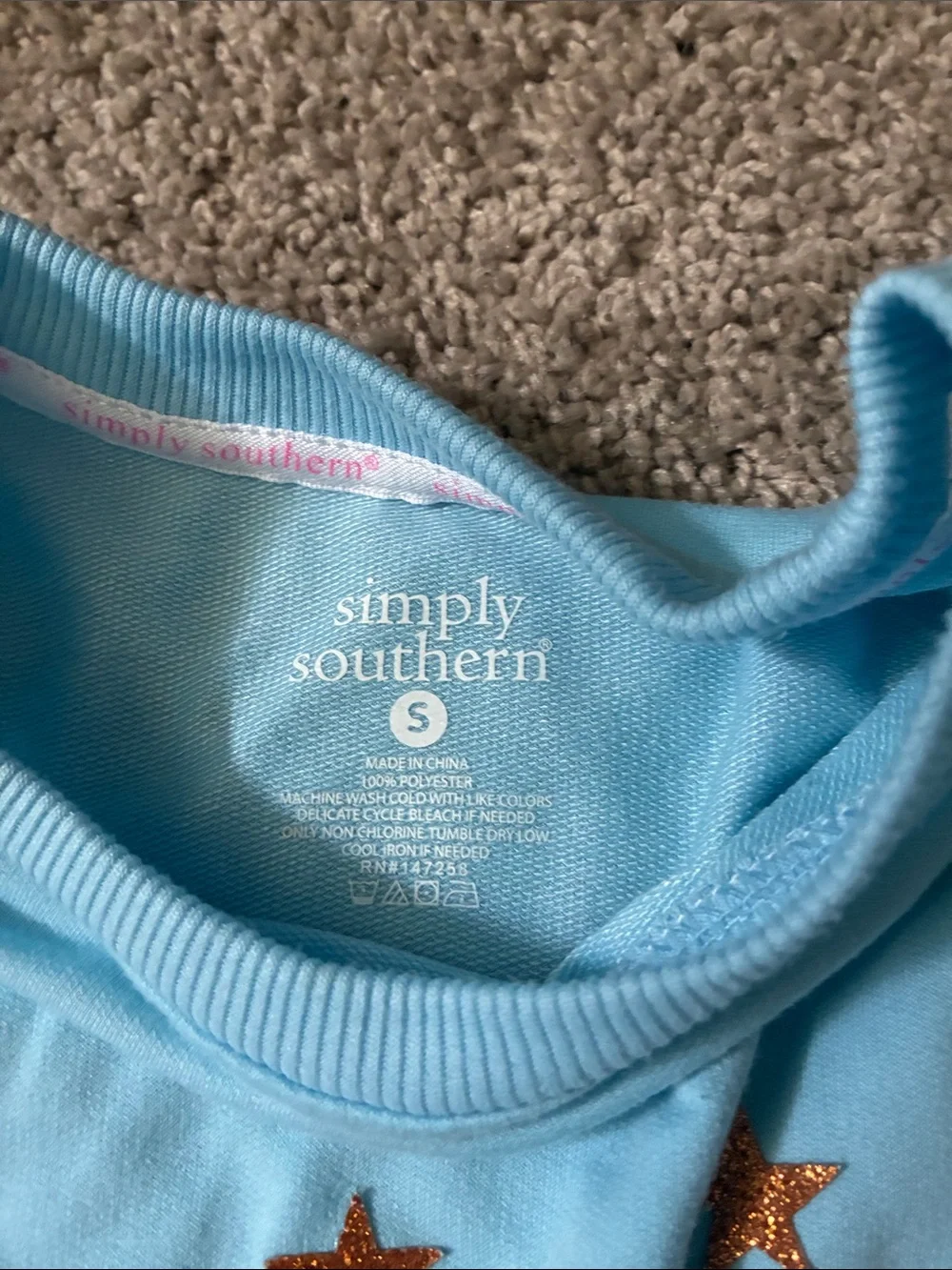 Simply Southern Light Blue Pullover Hoodie with Pink Logo Patch